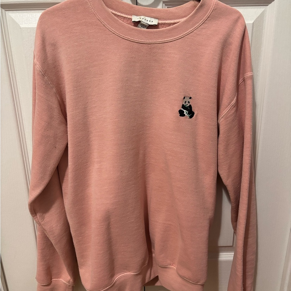 TOPSHOP Pink Panda Embroidered Women's Sweater